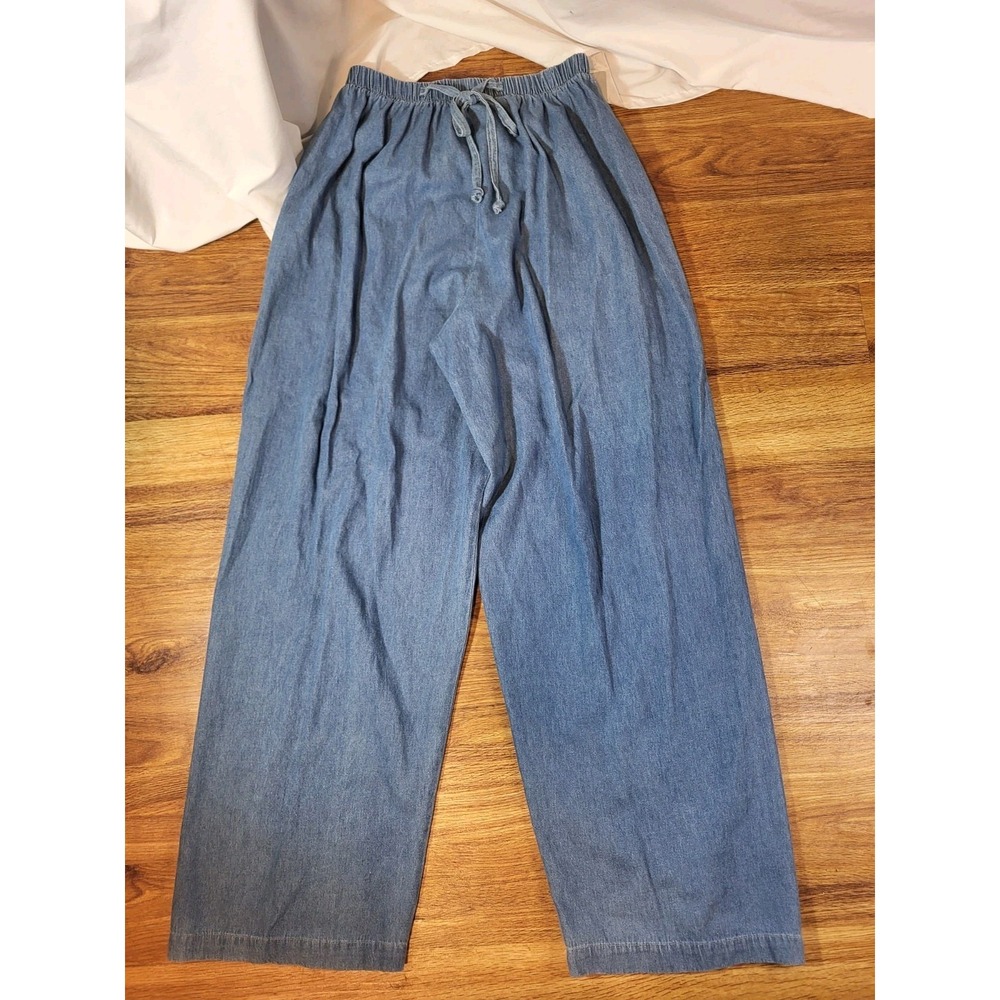 Vtge‎ NWT Bellagio Size Large Pull On Chambray Pants